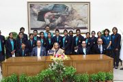 PM accords reception to women cricketers at Gonobhaban